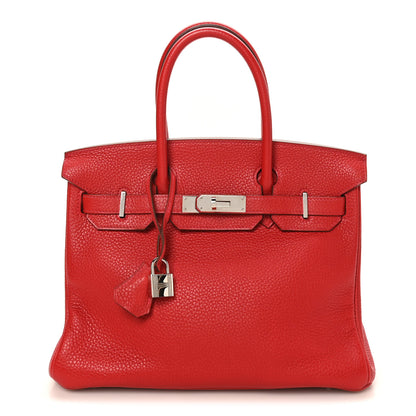 Hermes Taurillon Clemence Birkin 30 Rouge Casaque 1 of 10