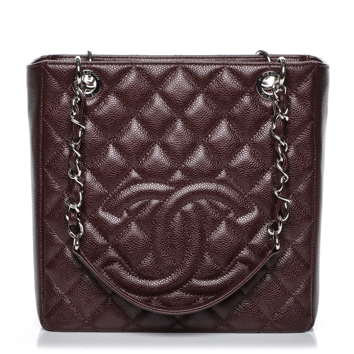 Chanel Caviar Quilted Petit Shopping Tote PST Dark Burgundy 1 of 7
