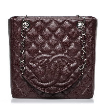 Chanel Caviar Quilted Petit Shopping Tote PST Dark Burgundy 1 of 7