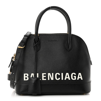 Balenciaga Signature Grained Calfskin Logo S Ville Top Handle Bag Black 1 of 11