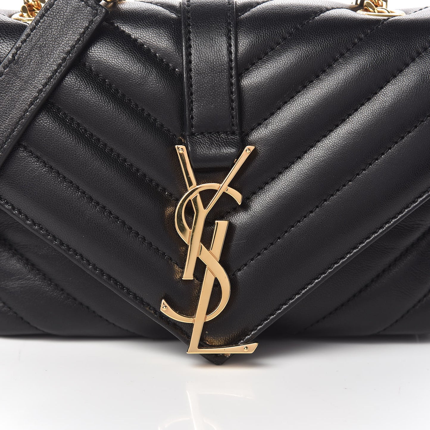 Calfskin Matelasse Chevron Classic Monogram Baby Chain Bag Black