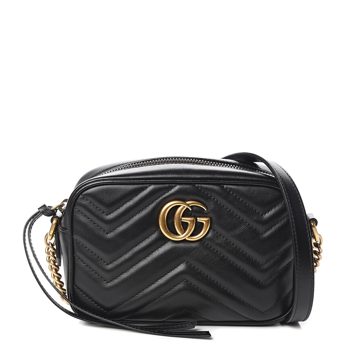 Calfskin Matelasse Mini GG Marmont Chain Shoulder Bag Black