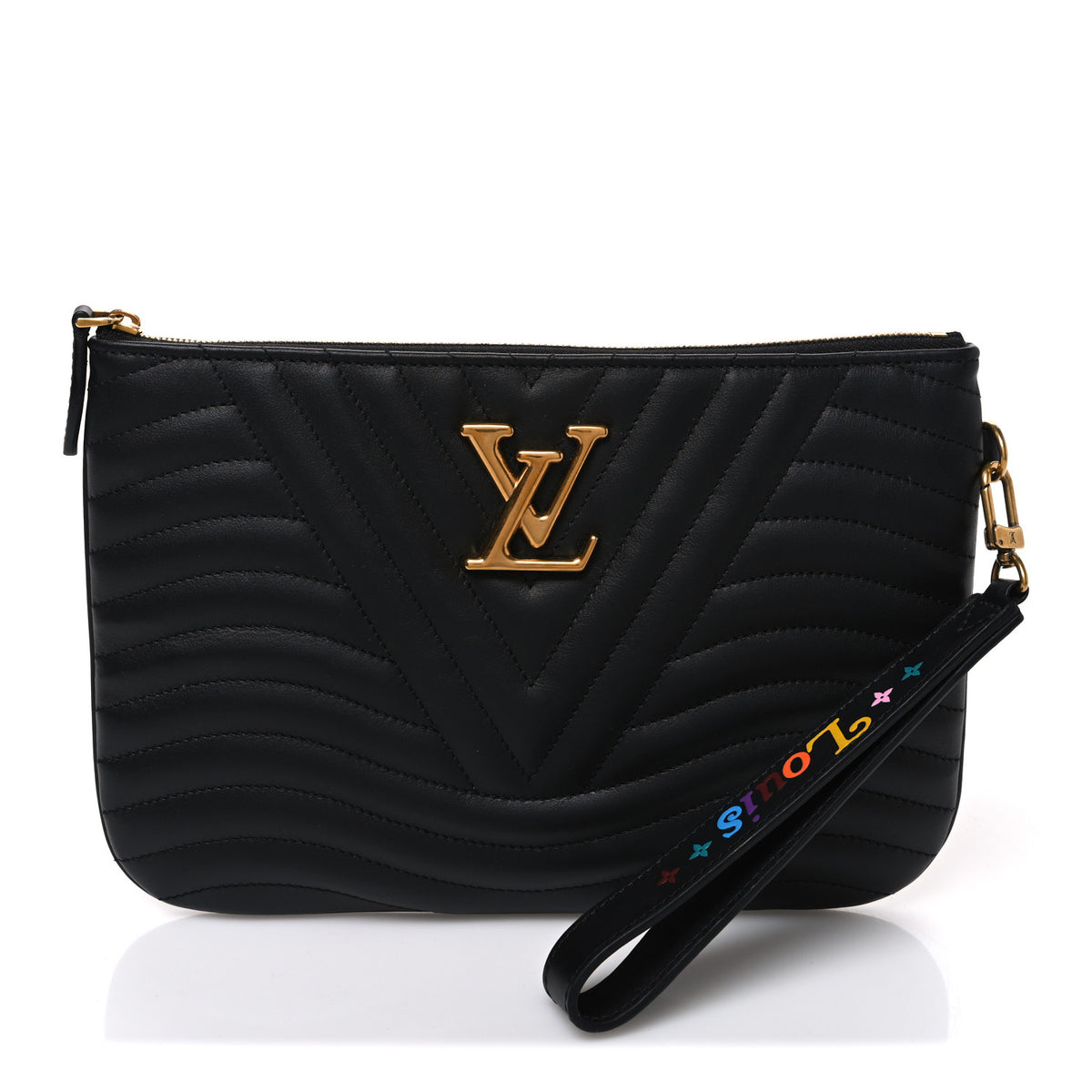 Louis Vuitton Calfskin New Wave Zipped Pochette Black 1 of 7