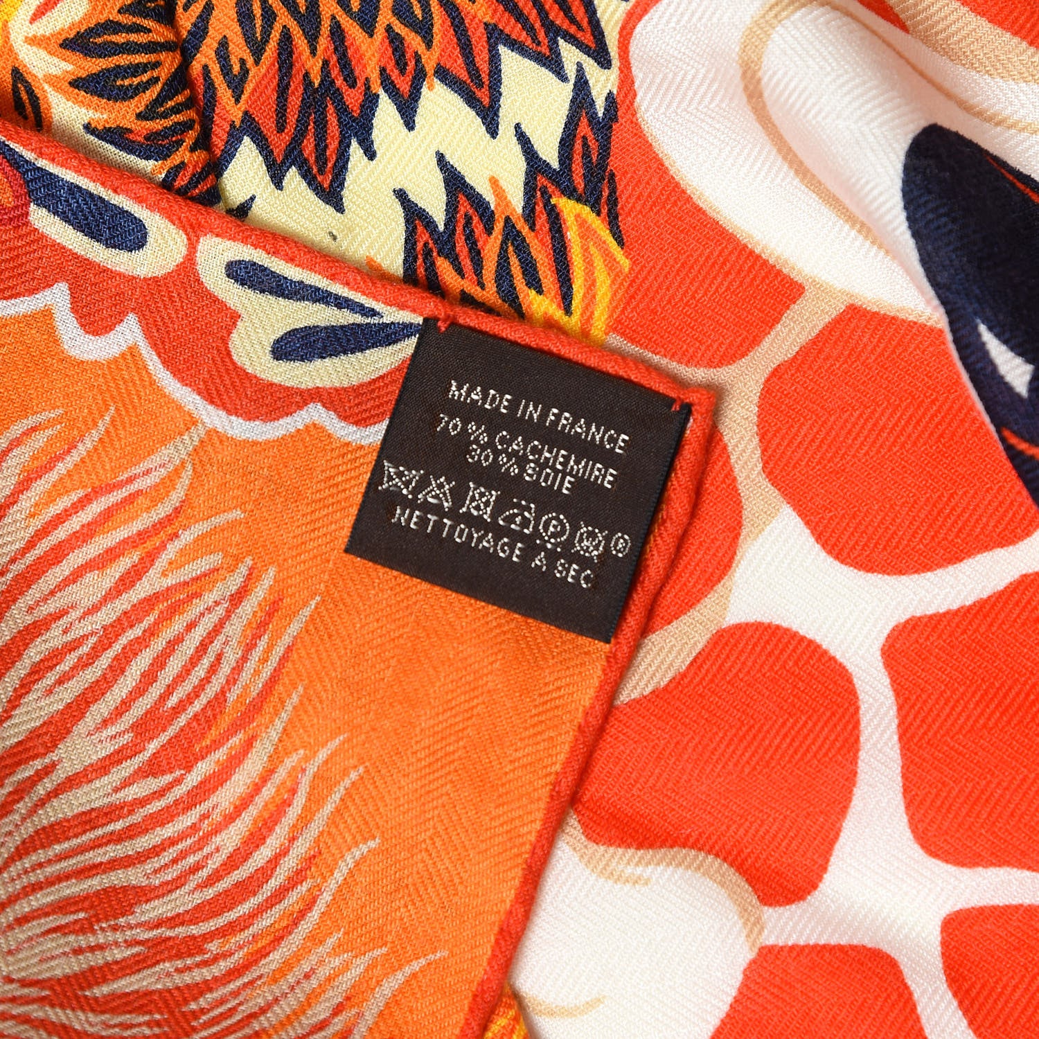 Hermes Cashmere Silk Three Graces Shawl 140 Orange Corail Marine 7 of 7