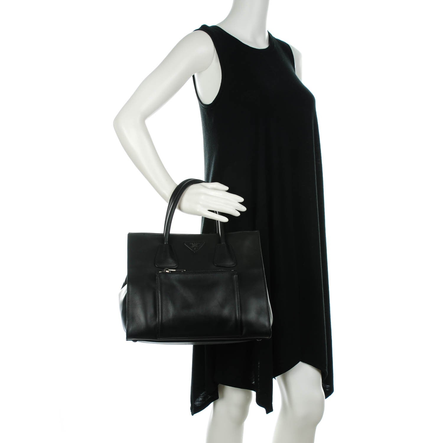 Prada City Calf Front Pocket Tote Nero Black 2 of 8