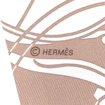 Hermes Silk Ex-Libris Twilly Beige White Caramel 3 of 5