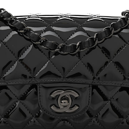 Chanel Patent Calfskin Quilted Mini Rectangular Flap So Black 8 of 10