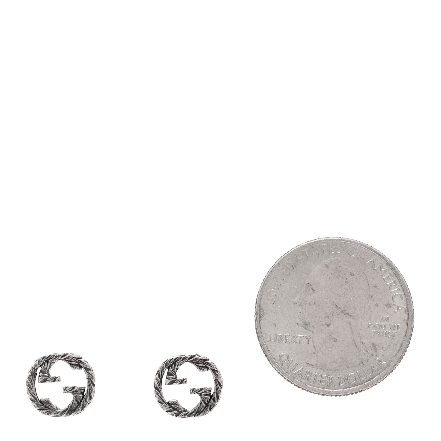 Gucci Sterling Silver Textured Interlocking G Stud Earrings 2 of 5