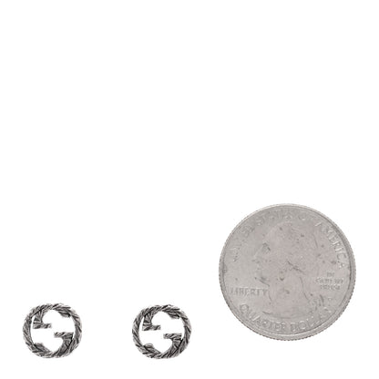 Gucci Sterling Silver Textured Interlocking G Stud Earrings 2 of 5