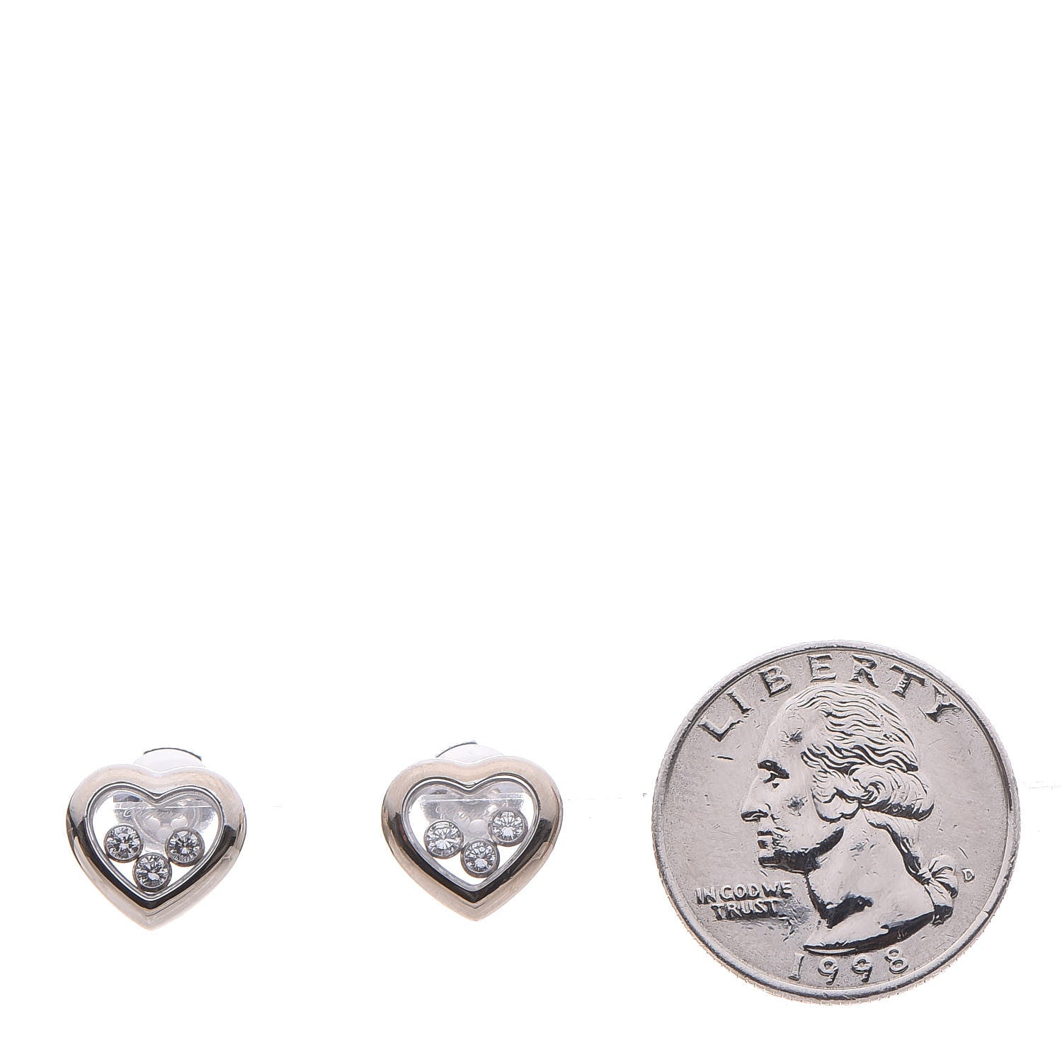 Chopard 18K White Gold 3 Happy Diamonds Icons Heart Earrings 2 of 8