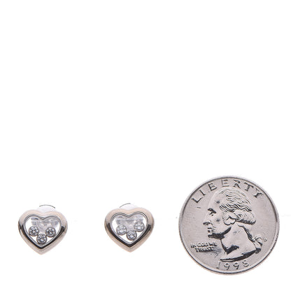 Chopard 18K White Gold 3 Happy Diamonds Icons Heart Earrings 2 of 8