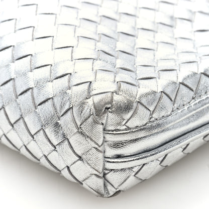 Bottega Veneta Metallic Nappa Intrecciato Nodini Crossbody Messenger Silver 9 of 9