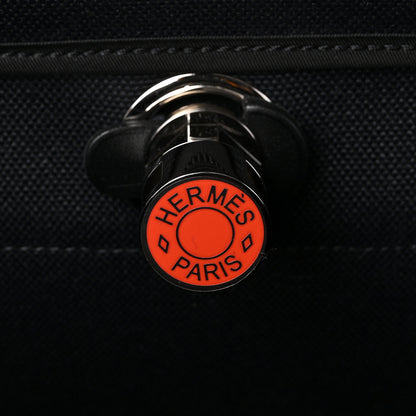 Hermes Toile Militaire Vache Hunter Laque Horseshoe Herbag Zip Retourne 31 PM Black Orange Graffiti 6 of 9