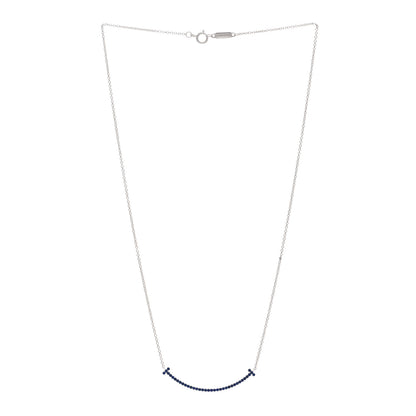 Tiffany 18K White Gold Blue Sapphire Small T Smile Pendant Necklace 3 of 5