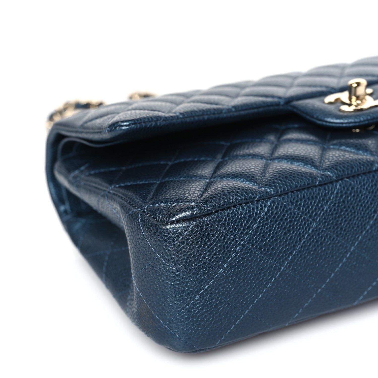 Chanel Iridescent Caviar Quilted Medium Double Flap Dark Blue 8 of 10