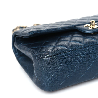 Chanel Iridescent Caviar Quilted Medium Double Flap Dark Blue 8 of 10