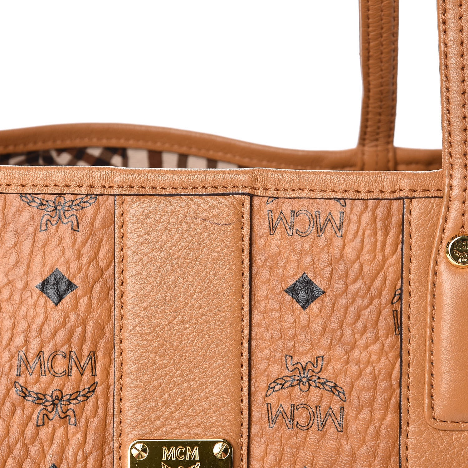 MCM Visetos Medium Liz Reversible Shopper Tote Cognac 15 of 18