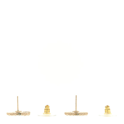Chanel Pearl Crystal CC Earrings Light Gold 3 of 4