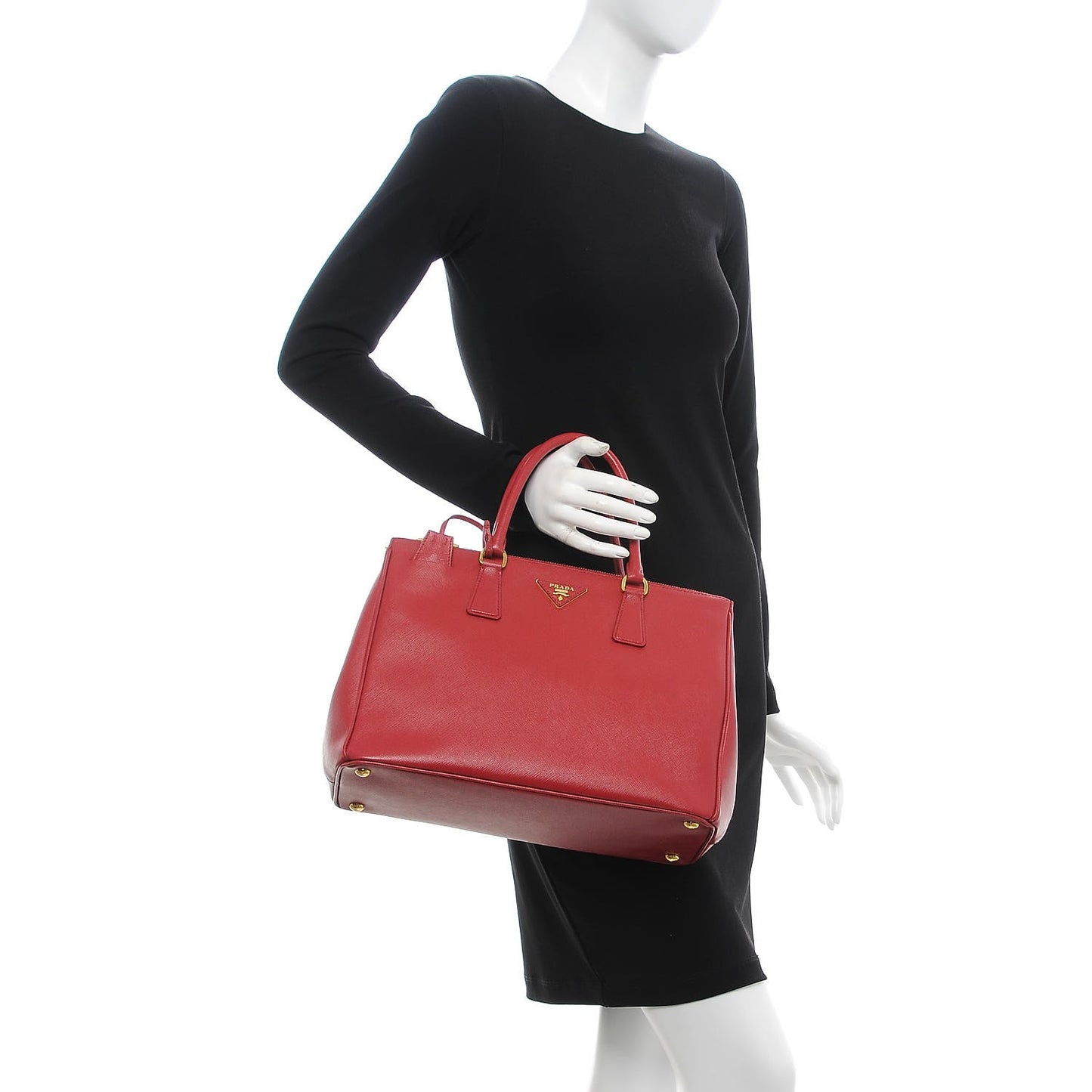 Saffiano Medium Galleria Double Zip Tote Fuoco