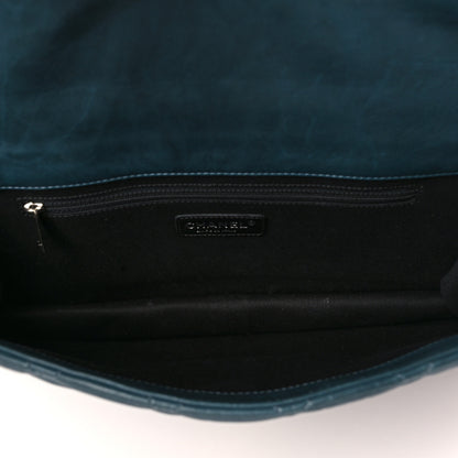 Chanel Washed Lambskin Quilted Maxi Take Away Flap Turquoise 5 of 9