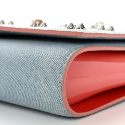 Christian Louboutin Denim Calfskin Patent Pearl Spikes Loubinthesky Paloma Clutch Paloma Blue 10 of 12