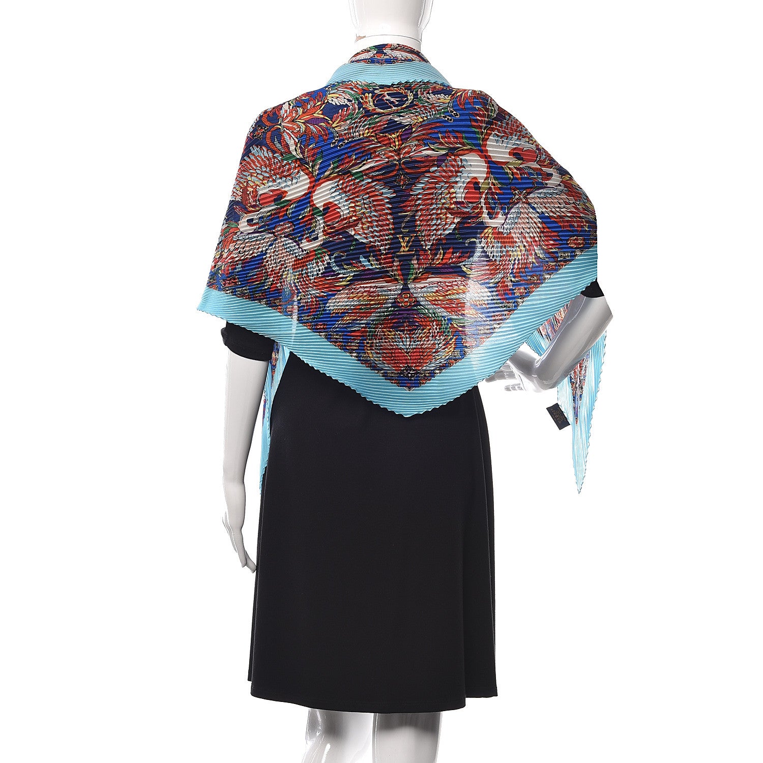 Louis Vuitton Silk Angles Pleated Square Scarf Blue 2 of 4