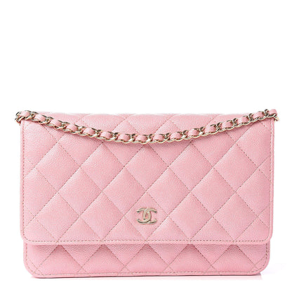 Chanel Iridescent Caviar Quilted Wallet on Chain WOC Rose Pink 1 of 12