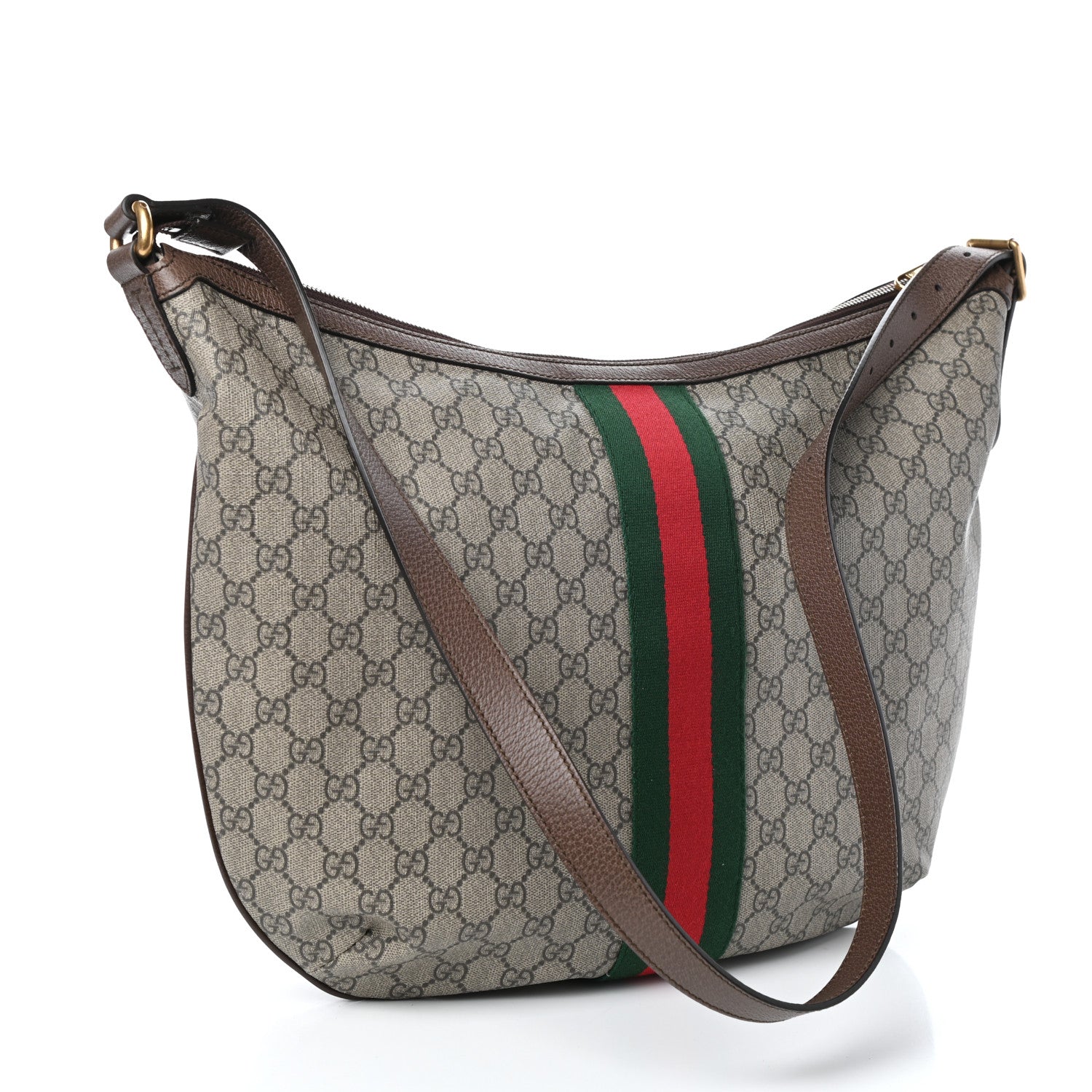 Gucci GG Supreme Monogram Web Ophidia Half Moon Hobo Brown 3 of 9