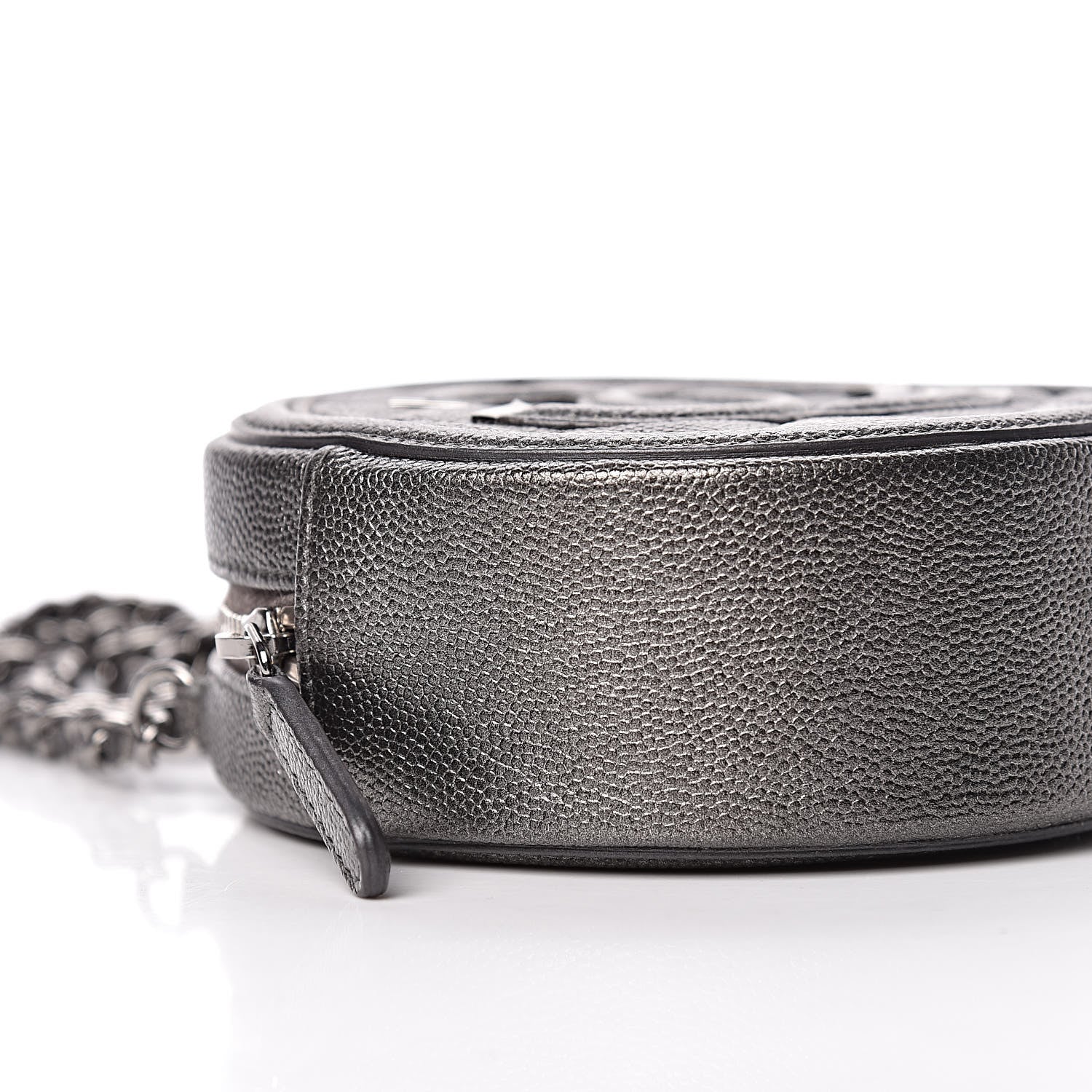 Chanel Metallic Caviar Quilted Round Filigree Crossbody Dark Silver 8 of 11