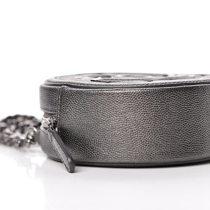 Chanel Metallic Caviar Quilted Round Filigree Crossbody Dark Silver 8 of 11