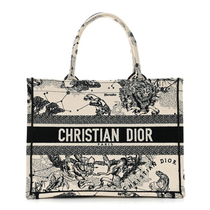 Christian Dior Canvas Zodiac Toile De Jouy Embroidered Medium Book Tote Latte 1 of 9