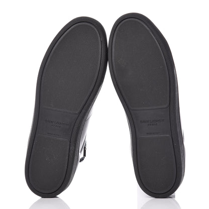 Saint Laurent Calfskin Metallic Ayers Signature Court Lips Sneakers 37 Oro Moon Black 9 of 18