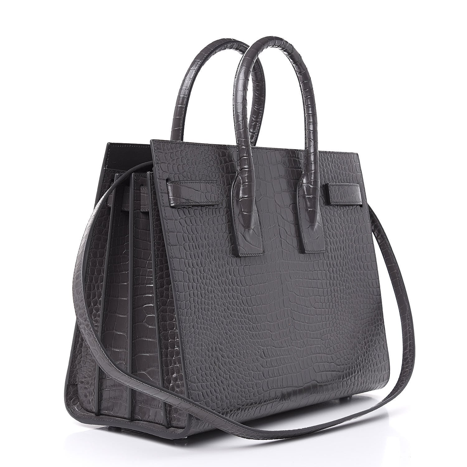 Saint Laurent Crocodile Embossed Small Sac De Jour Asphalt 3 of 14