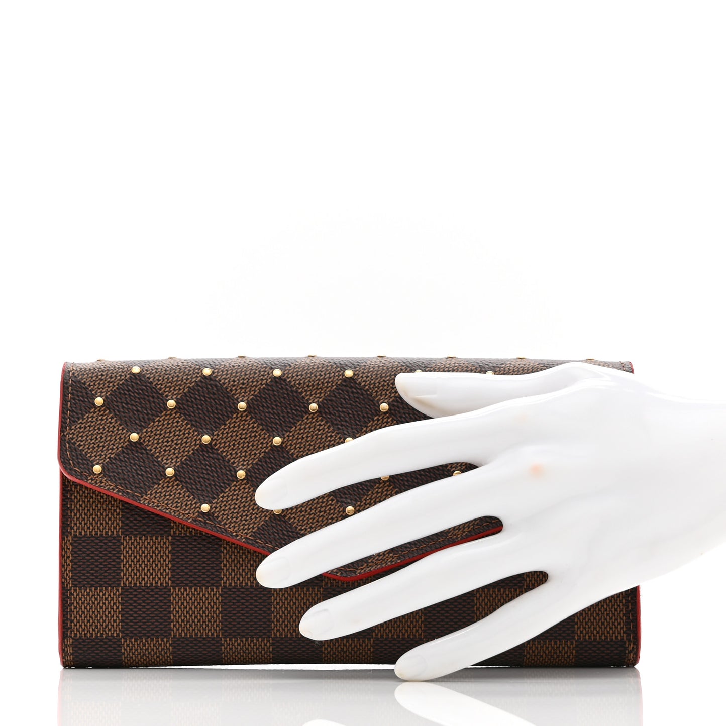 Damier Ebene Studded Sarah Wallet NM Cherry