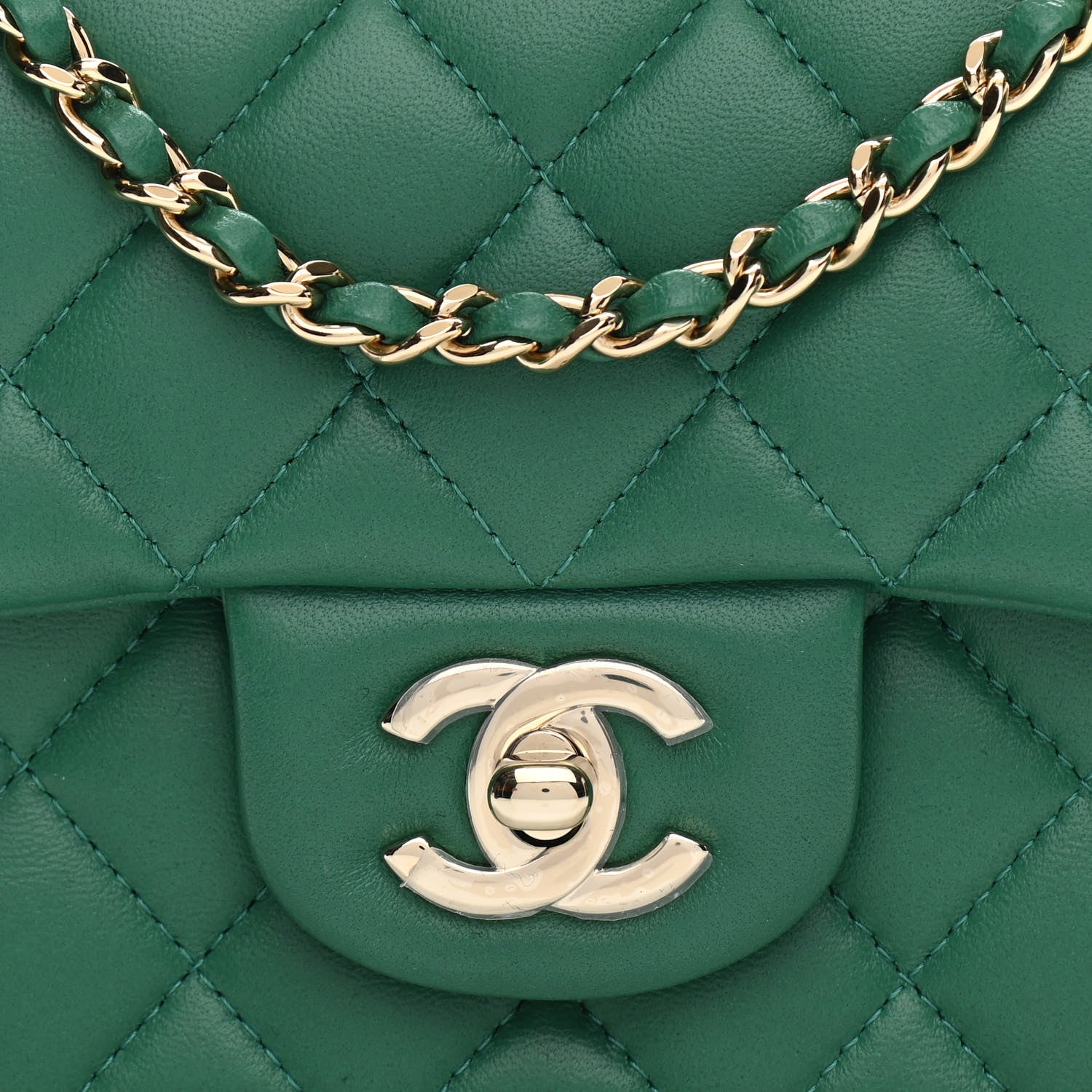 Chanel Lambskin Quilted Mini Top Handle Rectangular Flap Green 8 of 11