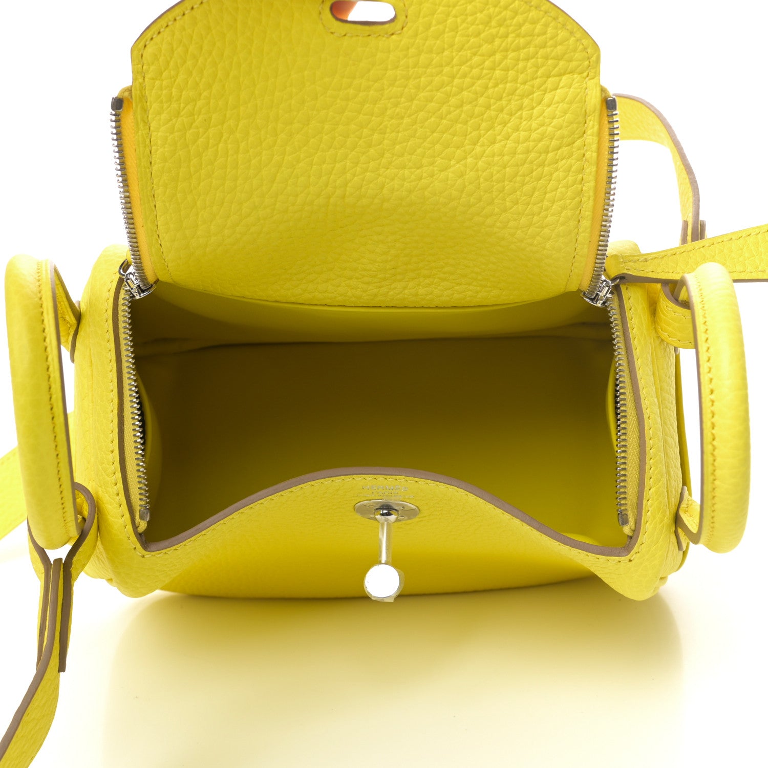 Hermes Taurillon Clemence Mini Lindy 20 Lime 5 of 9