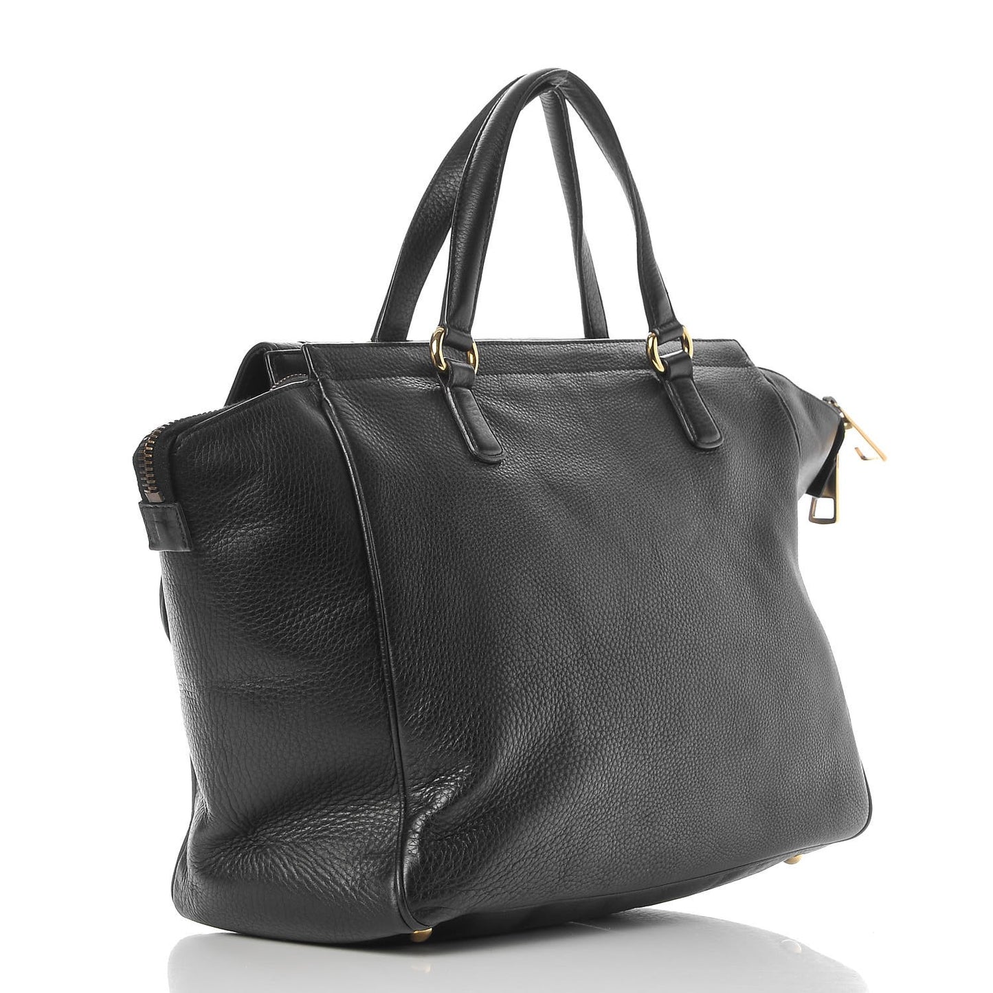 Pebbled Calfskin Medium 1973 Top Handle Satchel Black
