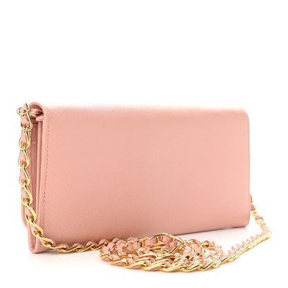 Prada Saffiano Metal Oro Chain Wallet Orchidea 3 of 10