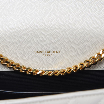 Saint Laurent Grain De Poudre Textured Mixed Matelasse Triquilt Small Monogram Satchel Crema Soft 6 of 11