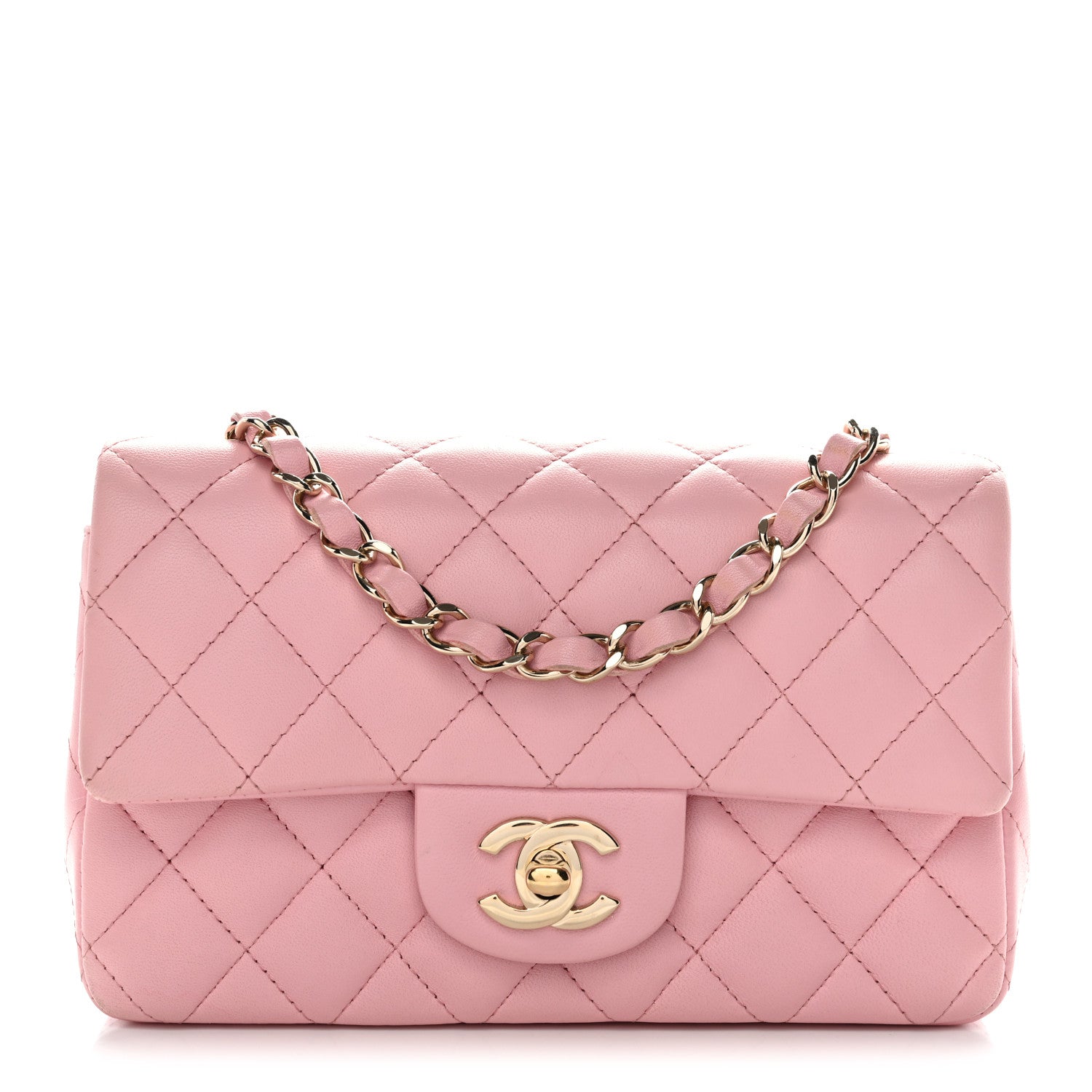 Chanel Lambskin Quilted Mini Rectangular Flap Light Pink 1 of 12