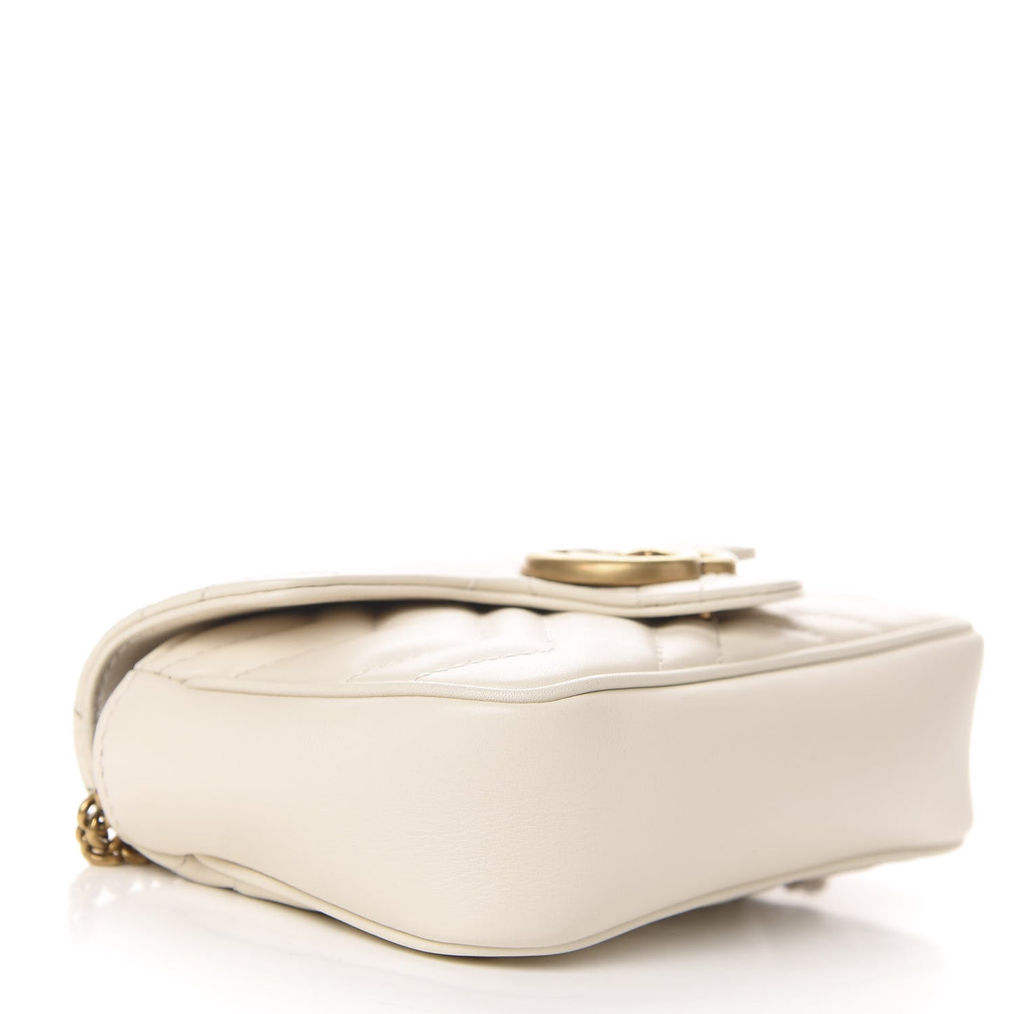 Calfskin Matelasse Super Mini GG Marmont Shoulder Bag White