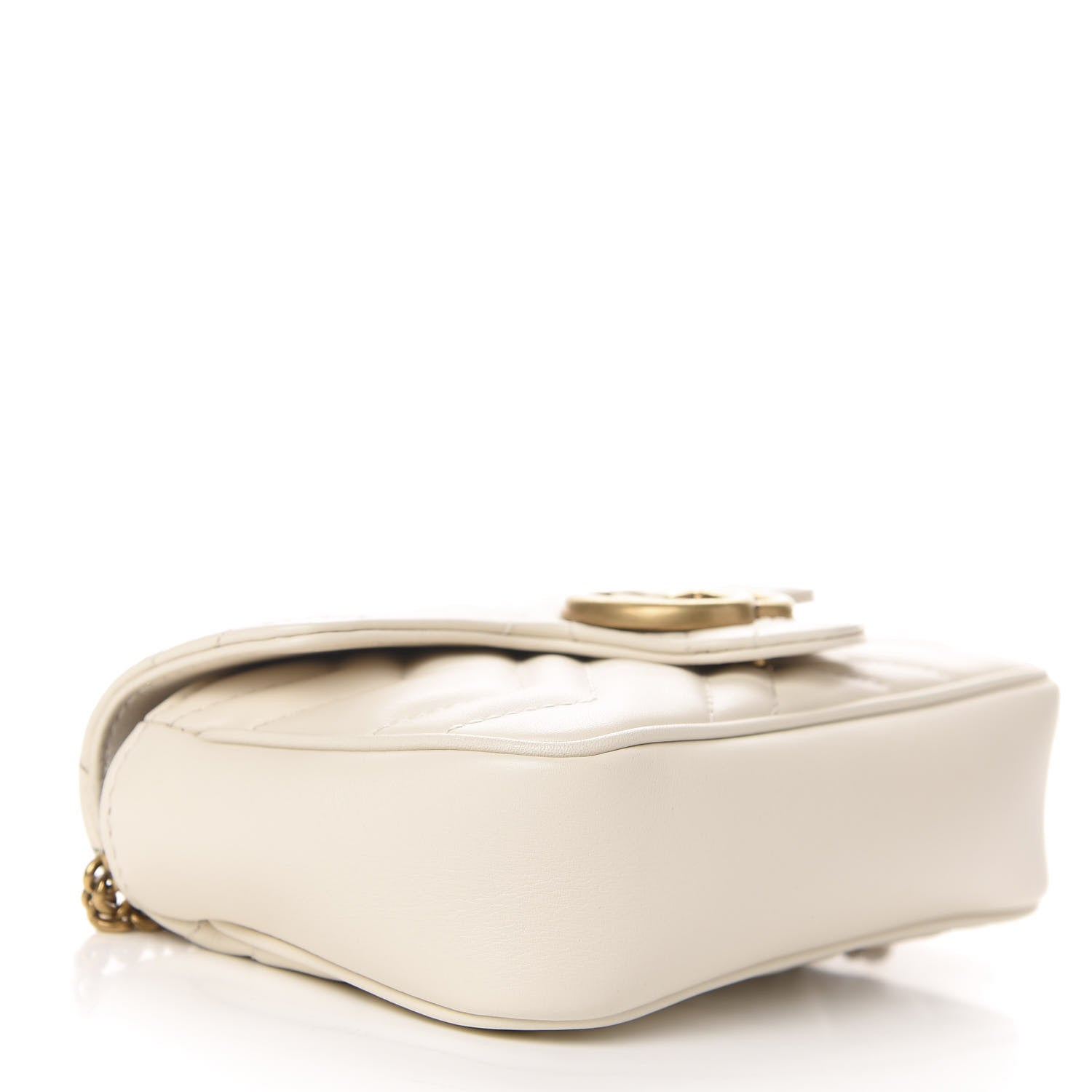 Gucci Calfskin Matelasse Super Mini GG Marmont Shoulder Bag White 4 of 10