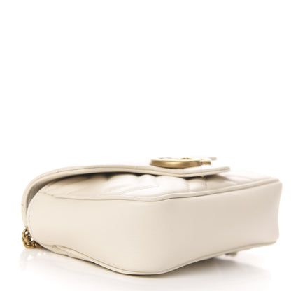 Gucci Calfskin Matelasse Super Mini GG Marmont Shoulder Bag White 4 of 10