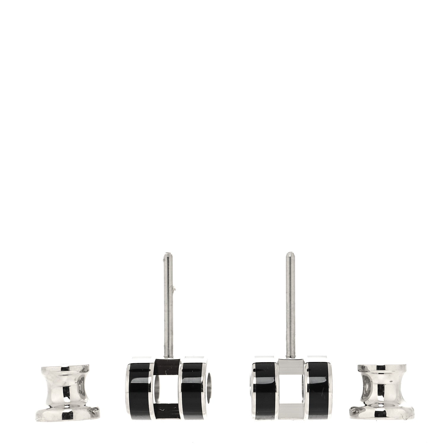 Hermes Palladium Lacquered Mini Pop H Earrings Black 3 of 5