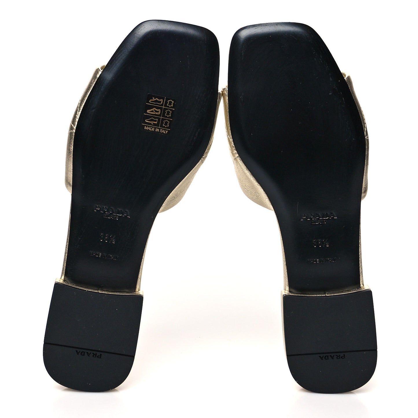 Metallic Nappa Logo Quilted 10mm Slide Sandals 38.5 Pirite