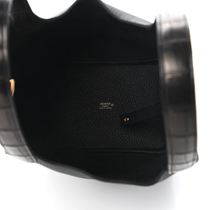 Hermes Taurillon Clemence Matte Alligator Picotin Lock Touch 18 PM Black 5 of 11