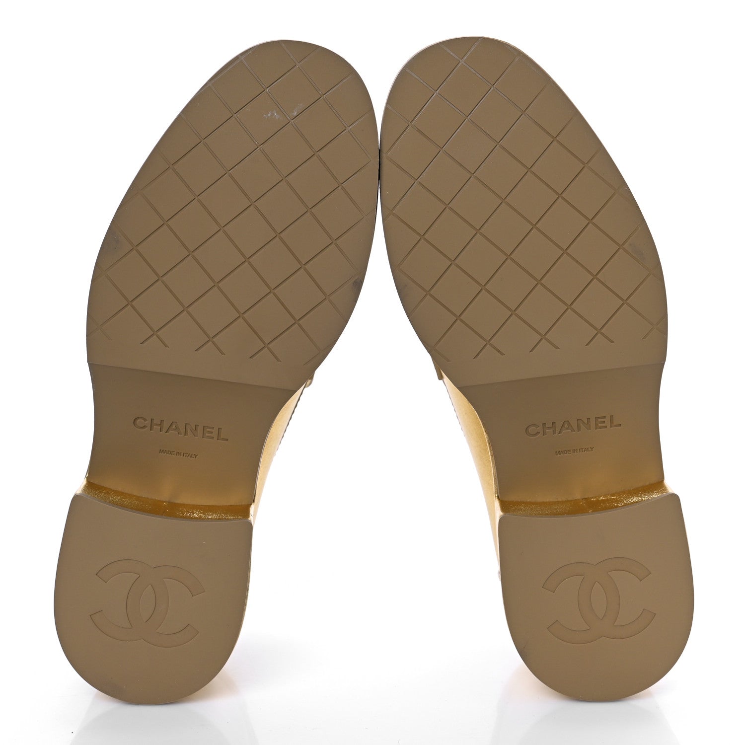 Chanel Laminated Calfskin CC Platform Loafers 37.5 Golden 6 of 10