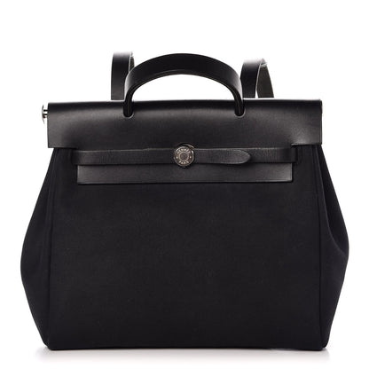 Hermes Toile Vache Calfskin Herbag 30 PM Backpack Black 1 of 10