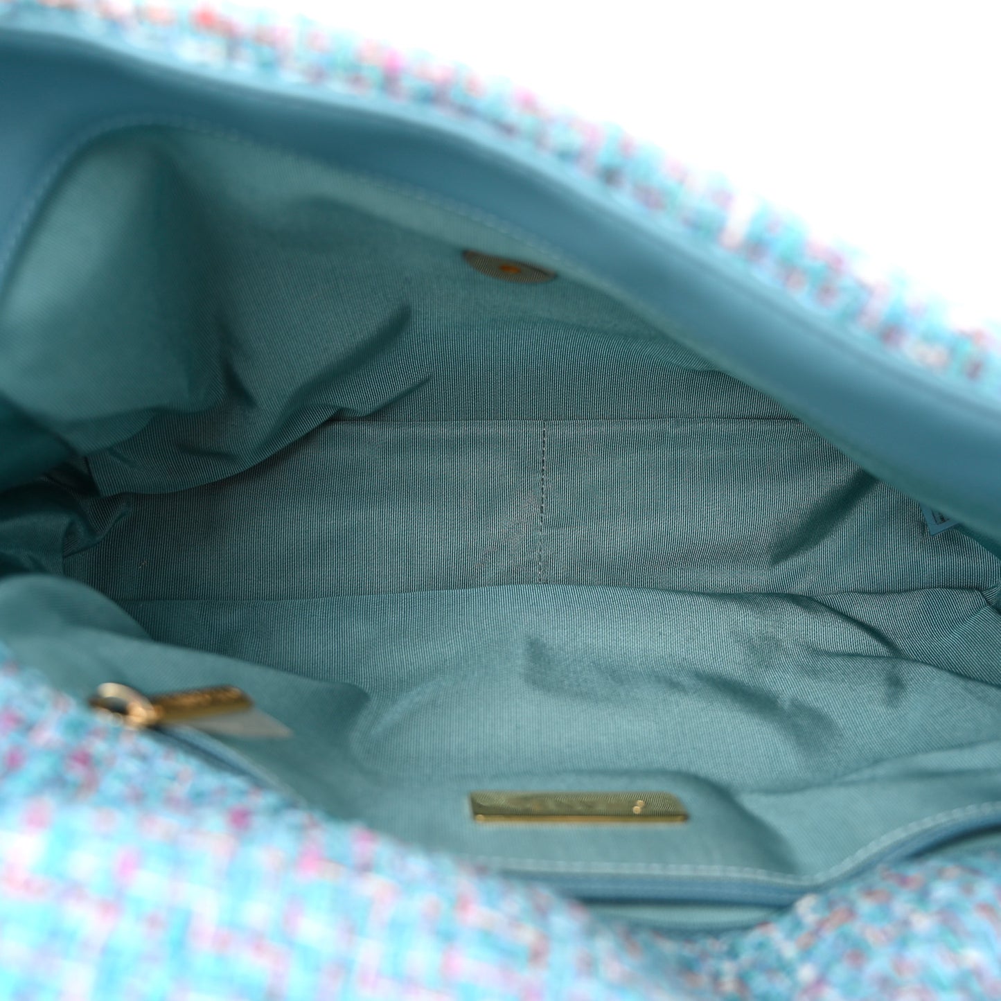 Tweed Quilted Large Chanel 19 Flap Blue