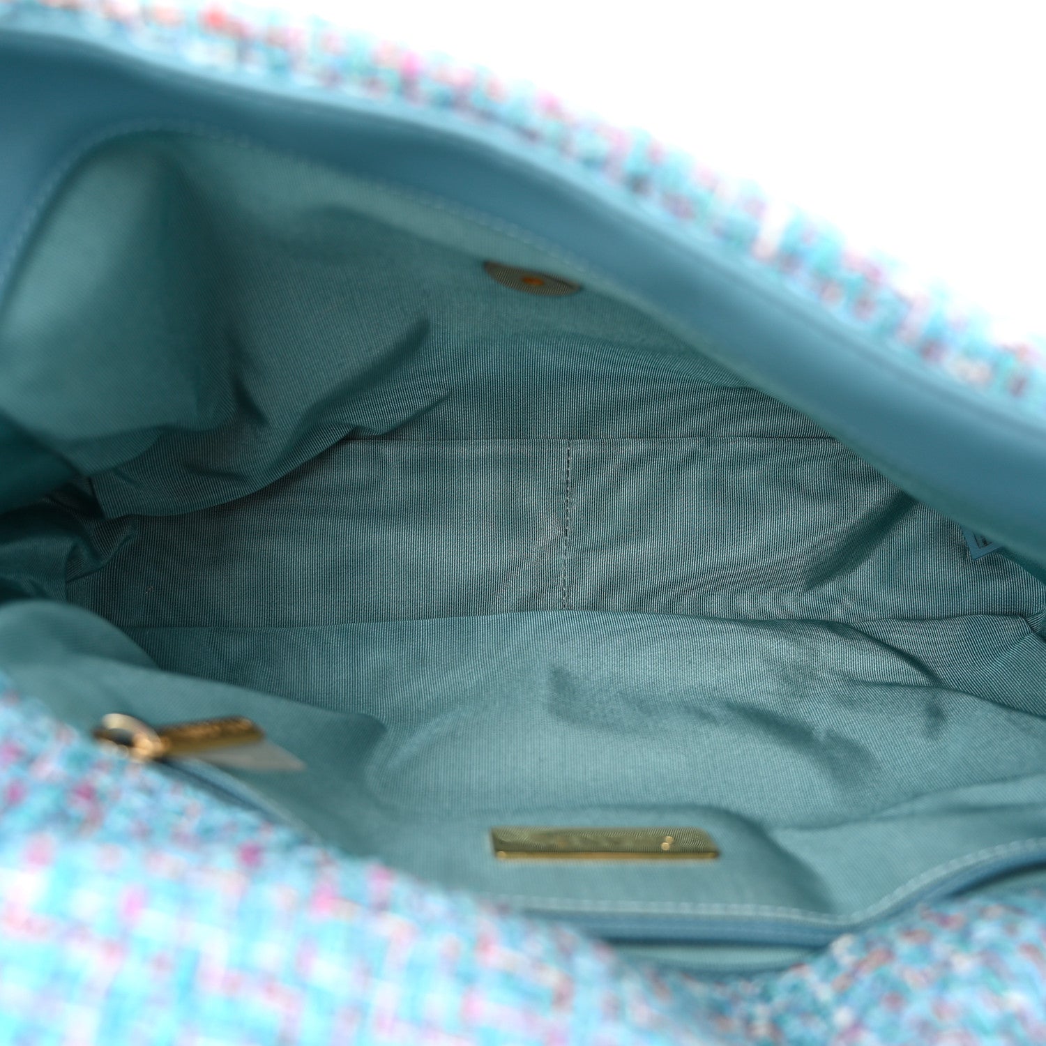 Chanel Tweed Quilted Large Chanel 19 Flap Blue 6 of 10
